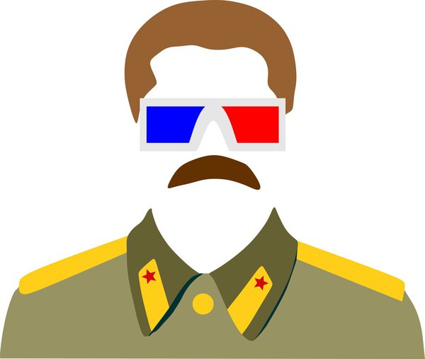 Vector portrait of Joseph Stalin. Stereo glasses