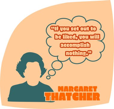 Margaret Thatcher, İngiltere Başbakanı. Basit Düz Stil Siluet Portre