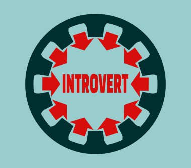 Introvert character. Psychlogy metaphor clipart
