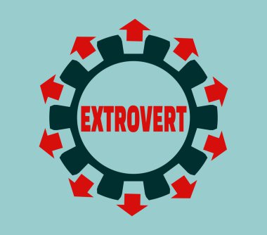 Extrovert character. Psychlogy metaphor clipart