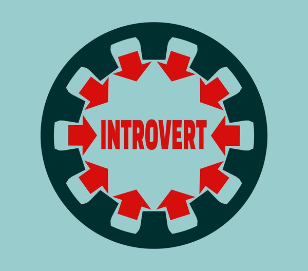 Introvert character. Psychlogy metaphor