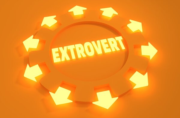 Extrovert character. Psychlogy metaphor