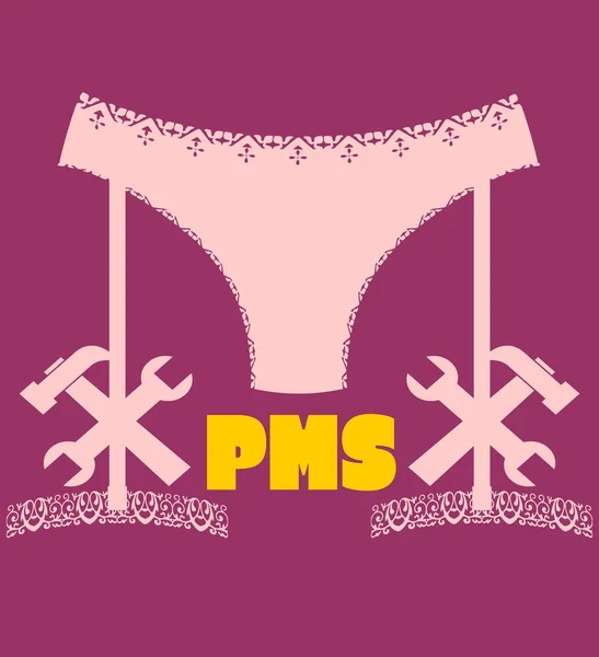 Bielizna ikona proste. Ikonę tekstu PMS i klucz — Wektor stockowy