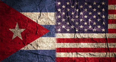 USA and cuban grunge Flag. Relationship  between Cuba and the USA