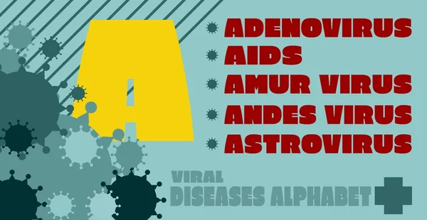 Viral diseases alphabet — Stock Vector