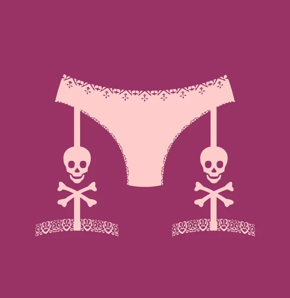 Lingerie with cross bones icon simple style. — Stock Vector