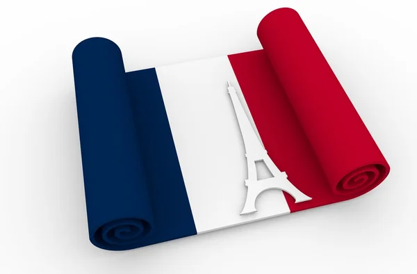 Paper scroll  textured by France flag — Stock Photo, Image