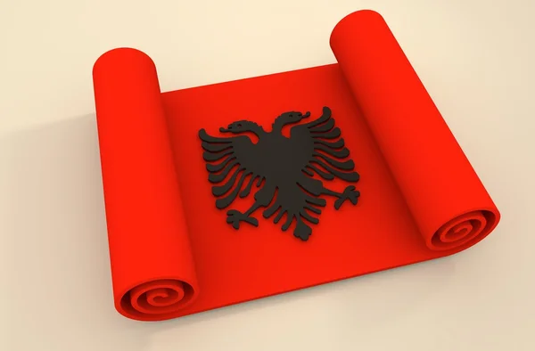 Przewijania papier teksturowanej przez flagi Albanii — Zdjęcie stockowe