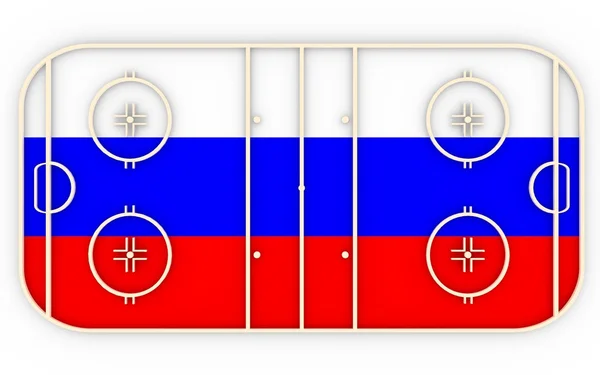 Ice hockey field textured by Russia flag. Relative to world competition — Stock Photo, Image