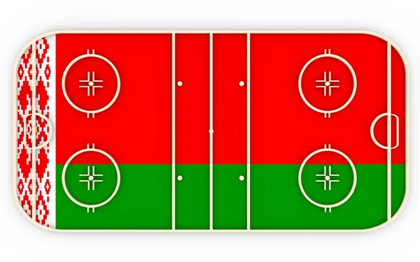 Ice hockey field textured by Belarus flag. Relative to world competition — Stock Photo, Image