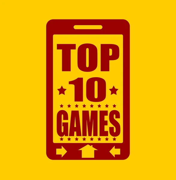 Top dix des jeux texte sur l'écran du téléphone . — Image vectorielle