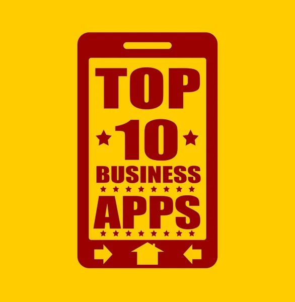 Sepuluh aplikasi bisnis teratas teks pada layar telepon . - Stok Vektor