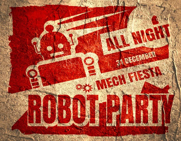 Cartel de fiesta robot retro — Foto de Stock