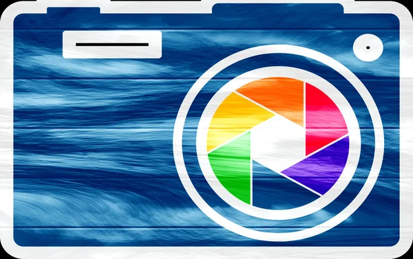 Photo camera icon. Rainbow lens aperture — Stock Photo, Image