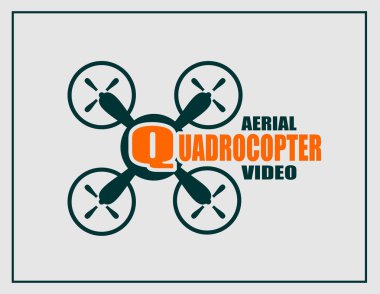 Drone quadrocopter simgesi. Quadrocopter hava video metin