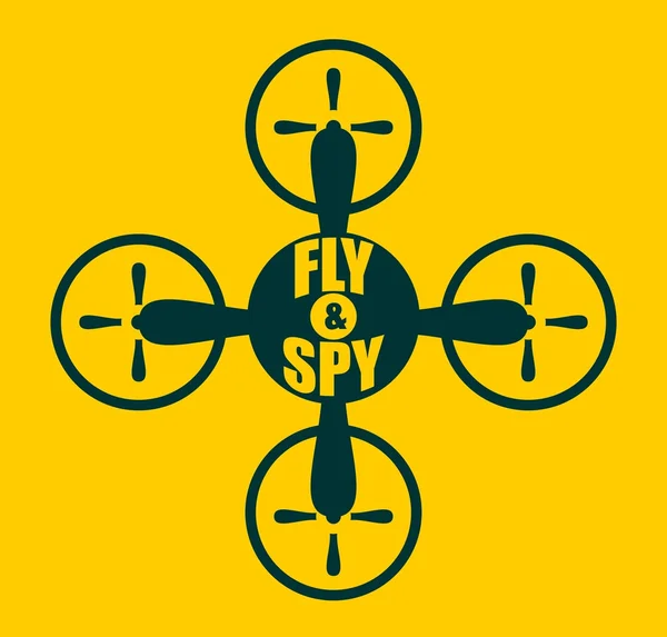Значок дрона-квадрокоптера. Летать и шпионить — стоковый вектор