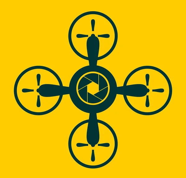 Drone quadrocopter icono. Símbolo de apertura — Archivo Imágenes Vectoriales
