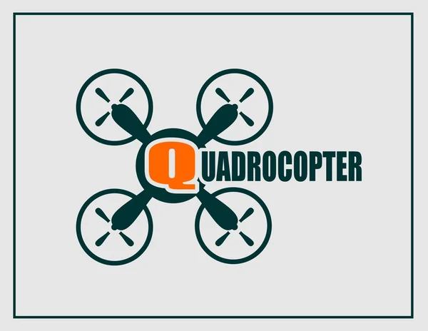 Drone quadrocopter ikon. Quadrocopter text — Stock vektor