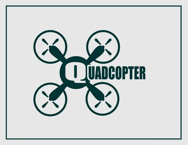 Drone quadrocopter ikon. Quadcopter text — Stock vektor