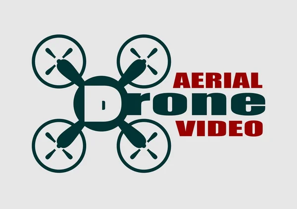 Drone quadrocopter ikon. Antenn video text. — Stock vektor