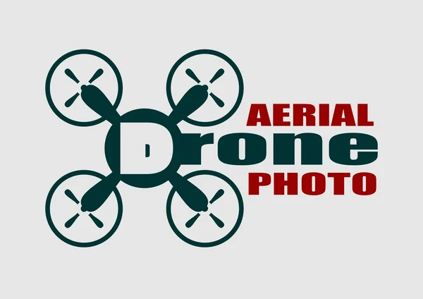 Drone quadrocopter ikon. Flygfoto text. — Stock vektor