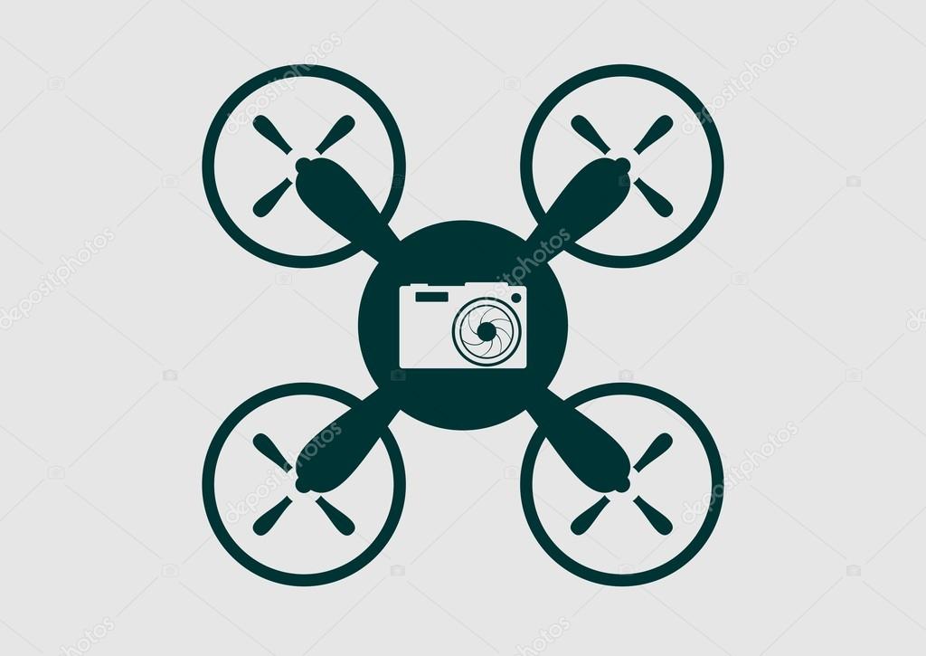 Drone quadrocopter icon. Flat symbol. Vector illustration. Digital camera symbol