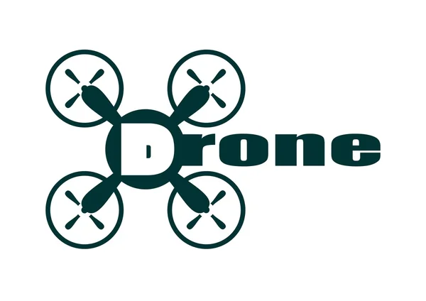 Drone quadrocopter ikon. Drone text — Stock vektor