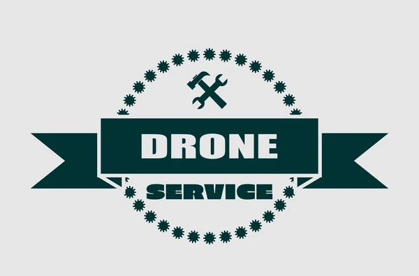 Drone quadrocopter emblem. Drone och service text — Stock vektor
