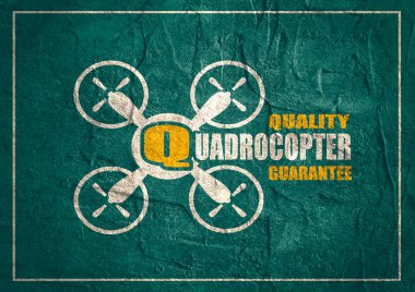 Drone quadrocopter simgesi. Quadrocopter kalite garantisi metin