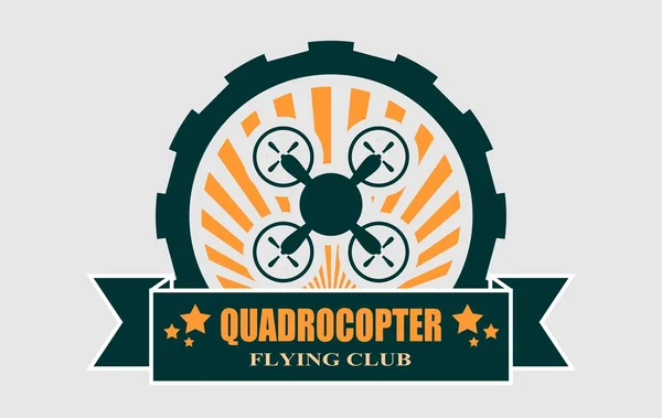Drone quadrocopter icono. emblema del vector — Archivo Imágenes Vectoriales