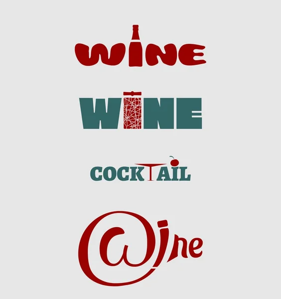 Set di design logo del vino. Concetto tipografico per vigneto . — Vettoriale Stock