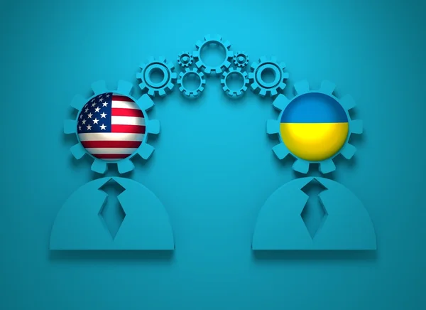 Politic and economic relationship between USA and Ukraine — Stock Photo, Image