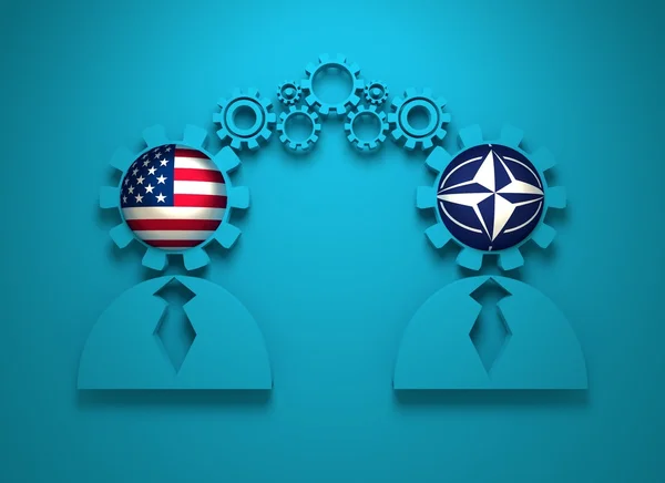 Politic and economic relationship between USA and NATO — ストック写真