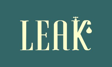 Leak text with drop from faucet clipart