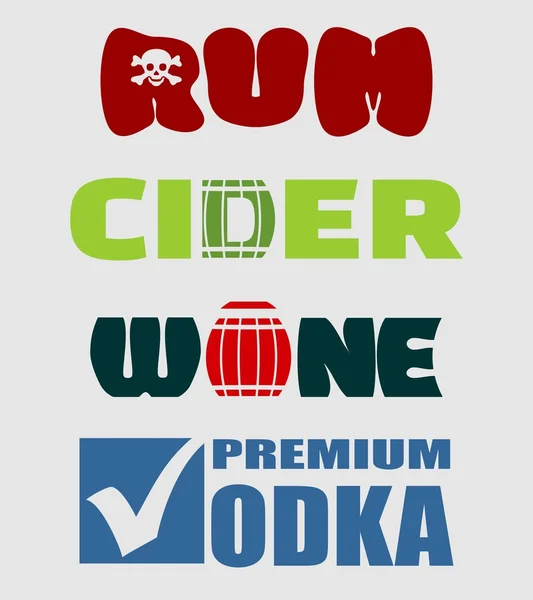 알코올 로고 디자인 설정합니다. 포도 원에 대 한 활판 인쇄 개념. — 스톡 벡터