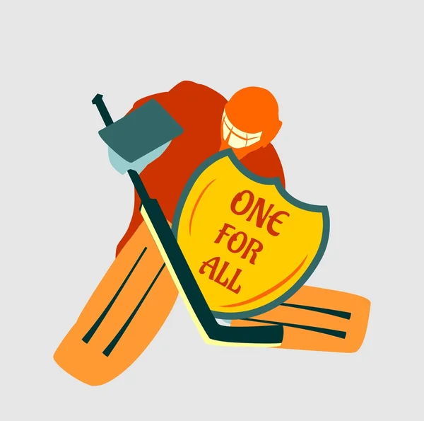 Illustration vectorielle du gardien de hockey sur glace avec bouclier de chevalier — Image vectorielle