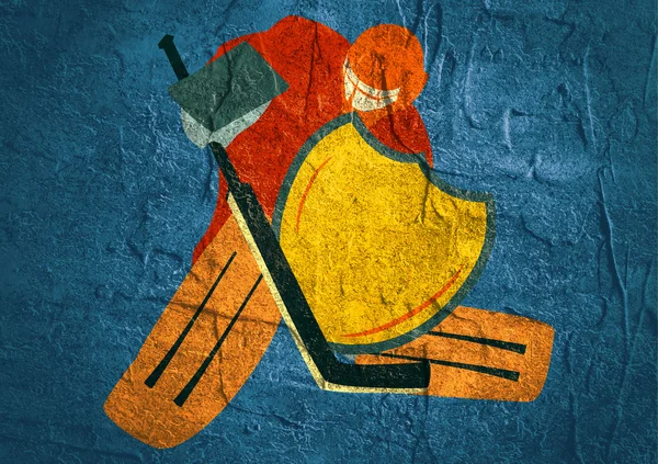 Ilustração do goleiro de hóquei no gelo com escudo de cavaleiro — Fotografia de Stock