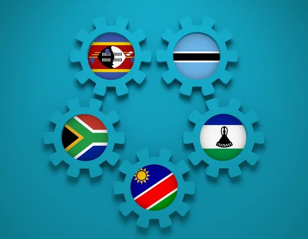 Southern African Customs Union members national flags — Stock Photo, Image
