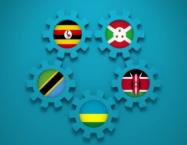 Флаги стран Восточно-Африканского сообщества — стоковое фото
