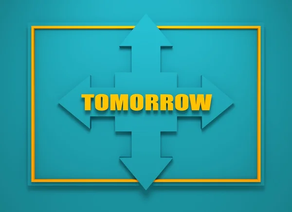 Arrow cross with word tomorrow — Stock Photo, Image