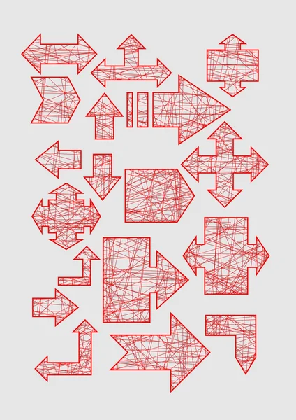 Técnica de lápiz dibujado a mano flechas conjunto — Archivo Imágenes Vectoriales