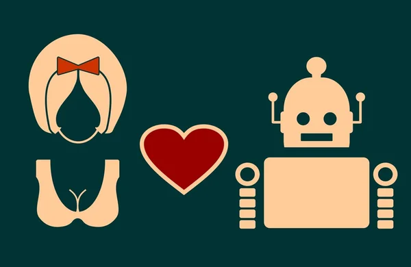 İnsan ve robot ilişkileri. — Stok Vektör