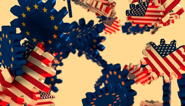 Politic and economic relationship between USA and European Union — Stock Photo, Image