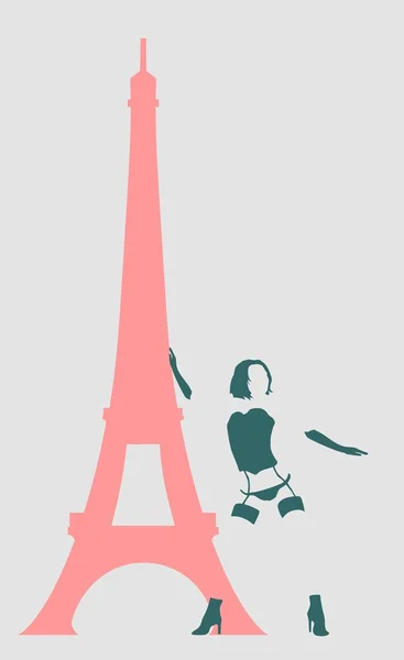 Mujer sexy silueta, ropa interior de moda. Texto de París — Vector de stock