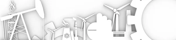 Conjunto de ícones de energia e energia. Banner de cabeçalho por tema industrial — Fotografia de Stock