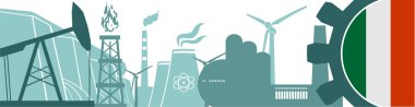 Enerji ve güç Icons set. Başlık banner ile İtalya bayrağı