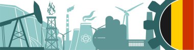 Enerji ve güç Icons set. Başlık banner ile Belçika bayrağı