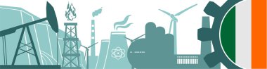 Enerji ve güç Icons set. Başlık banner ile İrlanda bayrağı