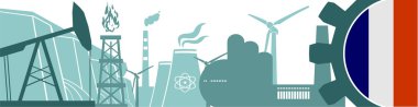 Enerji ve güç Icons set. Fransa bayrağı ile başlık banner