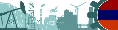 Enerji ve güç Icons set. Ermenistan bayrağı ile başlık banner